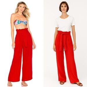 MARA HOFFMAN Cherry Cotton Gauze High Rise Pleated Tie Waist Wide Leg‎ Pants XS